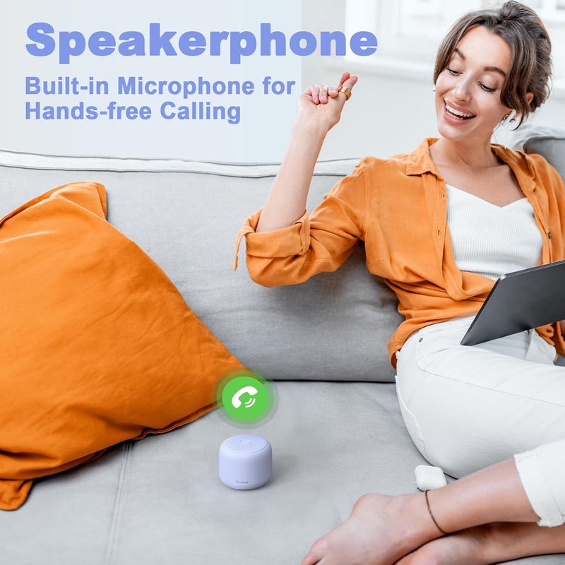 Bobtot Portable Bluetooth Speakers with Strap Easy to Carry, Wireless IPX5 Waterproof Mini Speaker with Loud Stereo Sound, 20 Hours Playtime, Rechargeable Battery, Built-in Microphone, Purple - Image 4